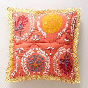 Set of 2 Anthropologie Zocalo embroidered cotton 26" x 26" Euro Shams